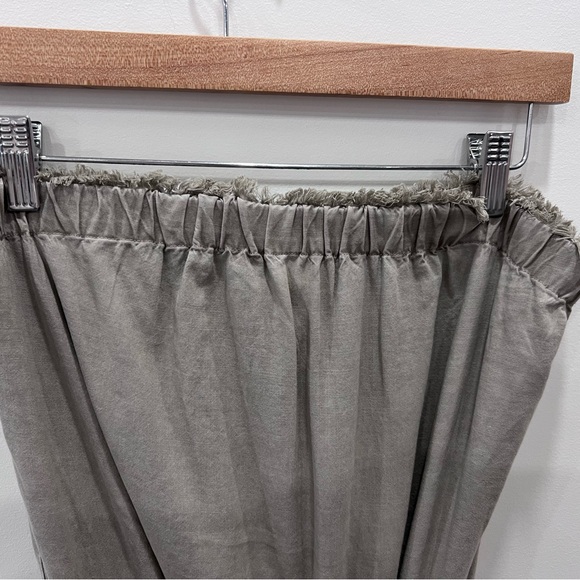 Anthropologie Cloth & Stone Strapless Wide Leg Jumpsuit | Khaki Boho - Picture 7 of 13